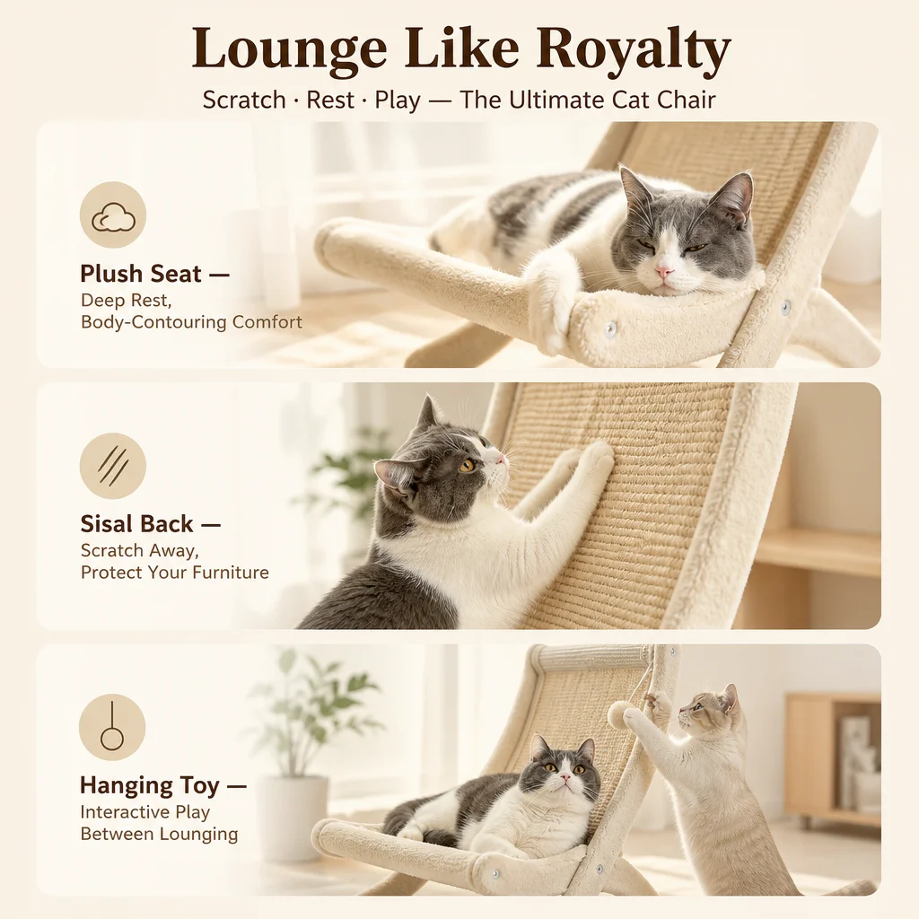 Custom Wooden Cat Lounger Bed Sisal — Product details 7
