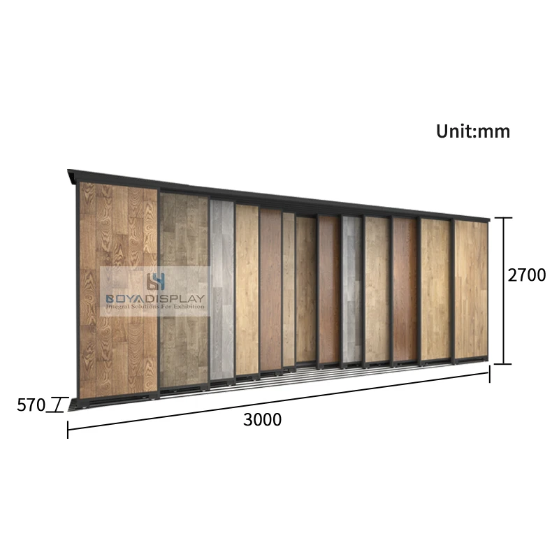 Factory Custom Wood Flooring Display Stand Parquet Hardwood Quartz Rack Flat Push Slab Marble Ceramic Tile Sliding Display Stand