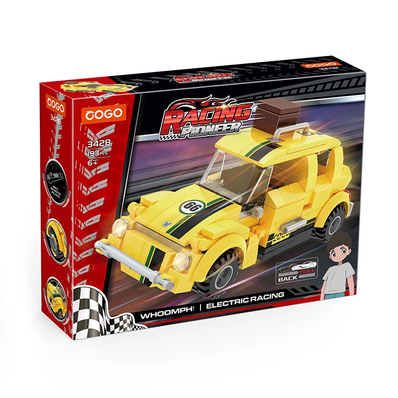 COGO  Kids Vehicle Blocks Toys Model Car Building Block Speed Racing Building Toys for Kids