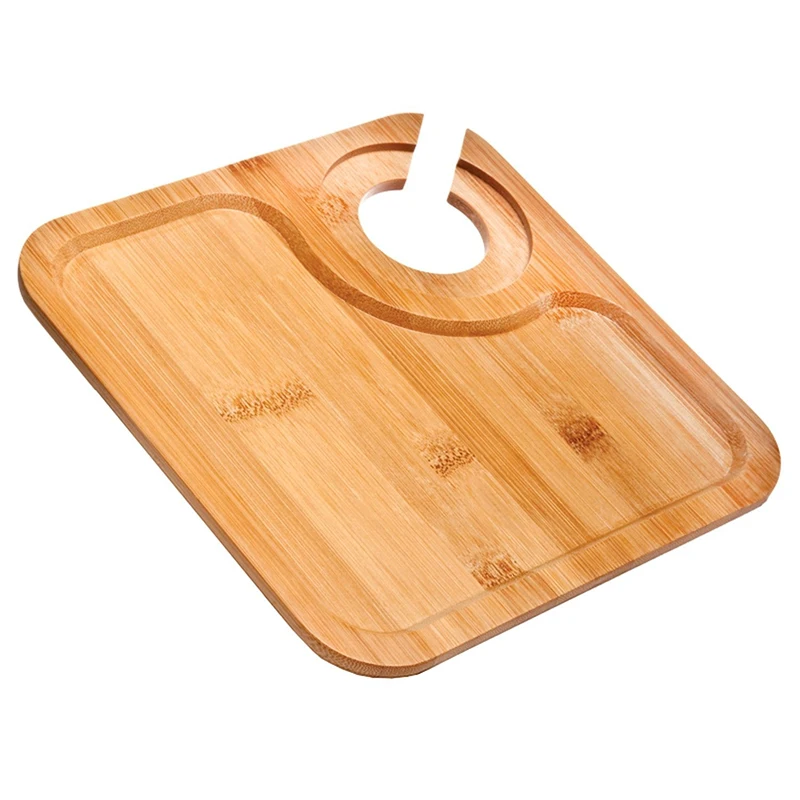 Organic Bamboo wine serving tray with glass bottle slots