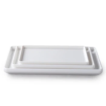 Melamine plate with logo, white rectangular luxury and elegant dining plate, foldable and portable BBQ