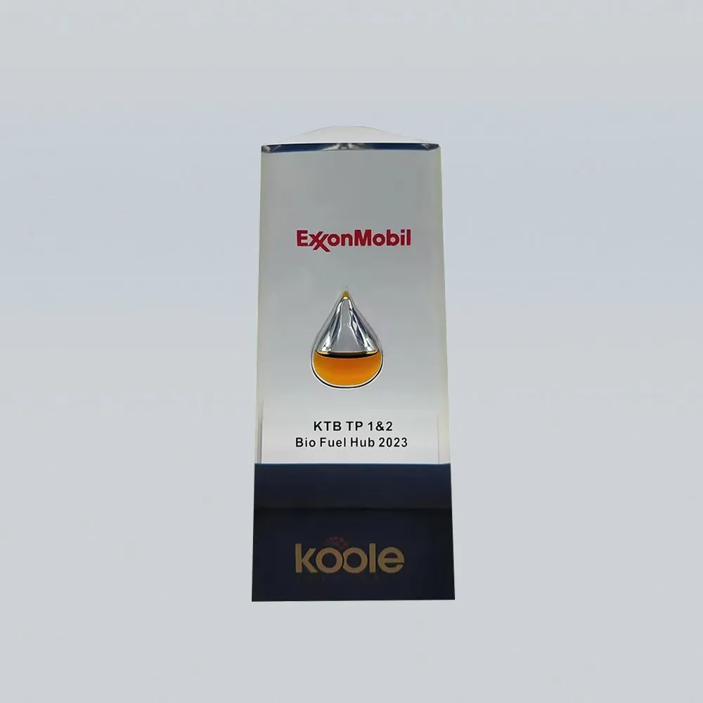 Custom Acrylic Block Trophy with Oil Drop Clear Solid Resin Oil  Drop Awards Paperweight for Souvenir