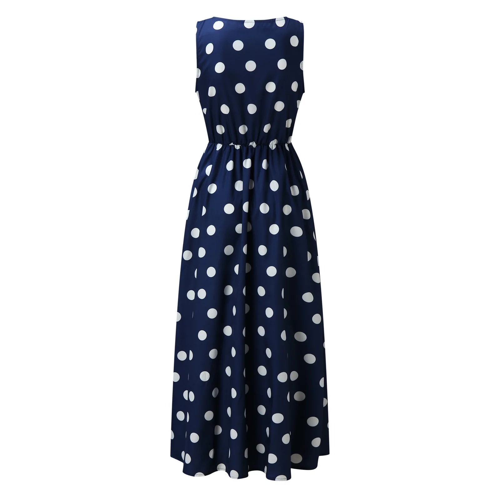 Fashion casual womans ladies female summer Polka dot printed sexy v neck split maxi long dresses for beach new arrivals 2021