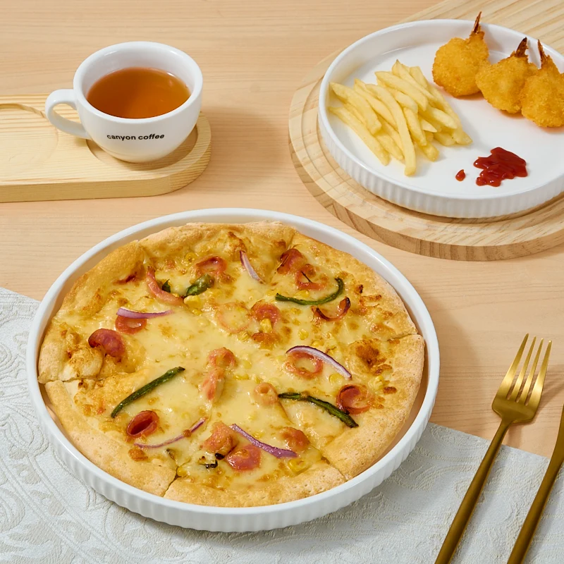 product modern 8 inch 10 inch pizza porcelain glazed plates party tableware hotel restaurant home use dishwasher microwave safe-1