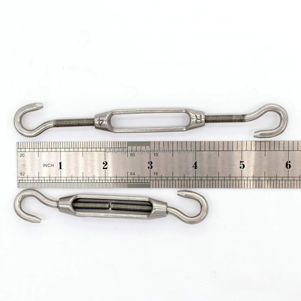 5 Pezzi Tenditori Regolabili M4 In Acciaio Inox 304 Con Gancio E Occhiello - Tensionatori Per Funi - PHITUODA - 2