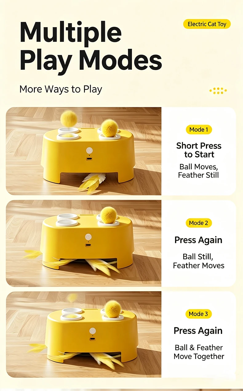 product 3 in 1 electric cat whack a mole toy automatic teaser wand hands free self play boredom relief interactive kitten entertainment-3