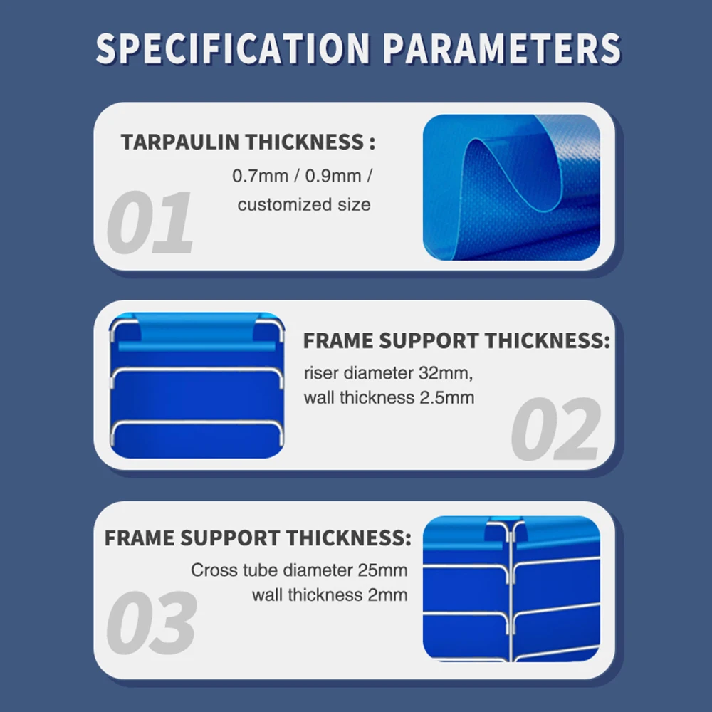 New Upgraded and Reinforced square Steel Pipe Support Tarpaulin Fish Farming Pond tank