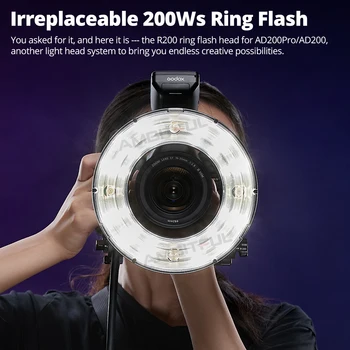 Godox R200 200W LED Ring Light Speedlite Flash Light Head for Sony Canon Nikon Fuji Olympus Camera Godox AD200 AD200Pro Flash detail image