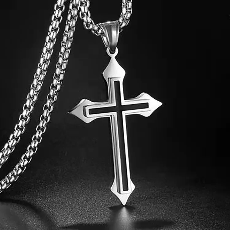 Collar Cruz Unisex De Acero Inoxidable - Colgante Vintage Con Circonitas, Cadena Ajustable | Regalo Ideal Para Hombre O Mujer