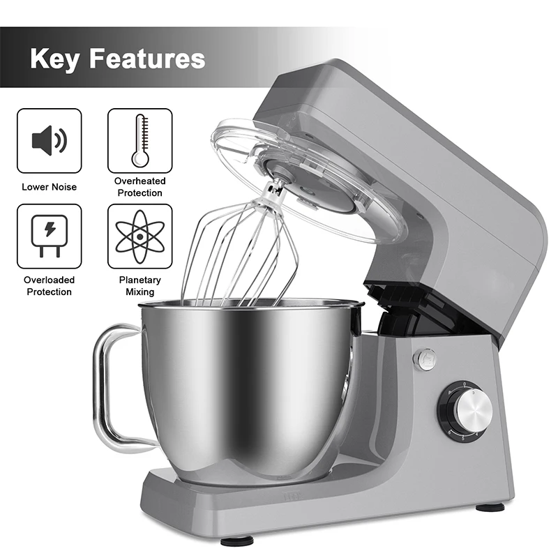 CHEFTRONIC スタンドミキサー、6スピード電動ミキサー Cheftronic 6 Speed Stand Mixer with 7 Quart Stainless Steel