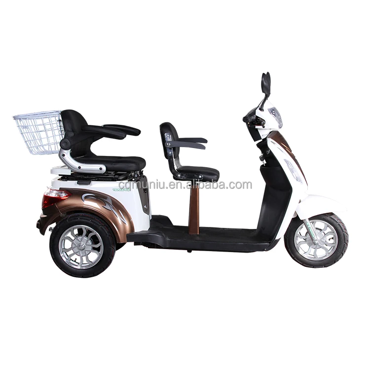 scooter de movilidad de asiento doble de tres ruedas para una