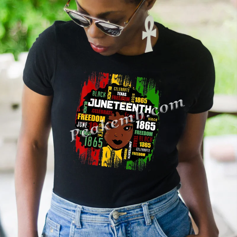 MAIHUN Juneteenth Heart T-Shirt - Black History Afro American Freedom 1865 Tee | Women's Short Sleeve Top - View #5