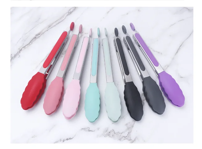 Premium Silicone BPA Free Non-Stick Stainless Steel BBQ Cooking Kitchen Tongs factory