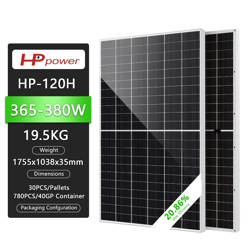 Huaping Solar Energy 380W Solarni Panel za Kućište Monokristalni Sistem Solarnog Energetskog Doma