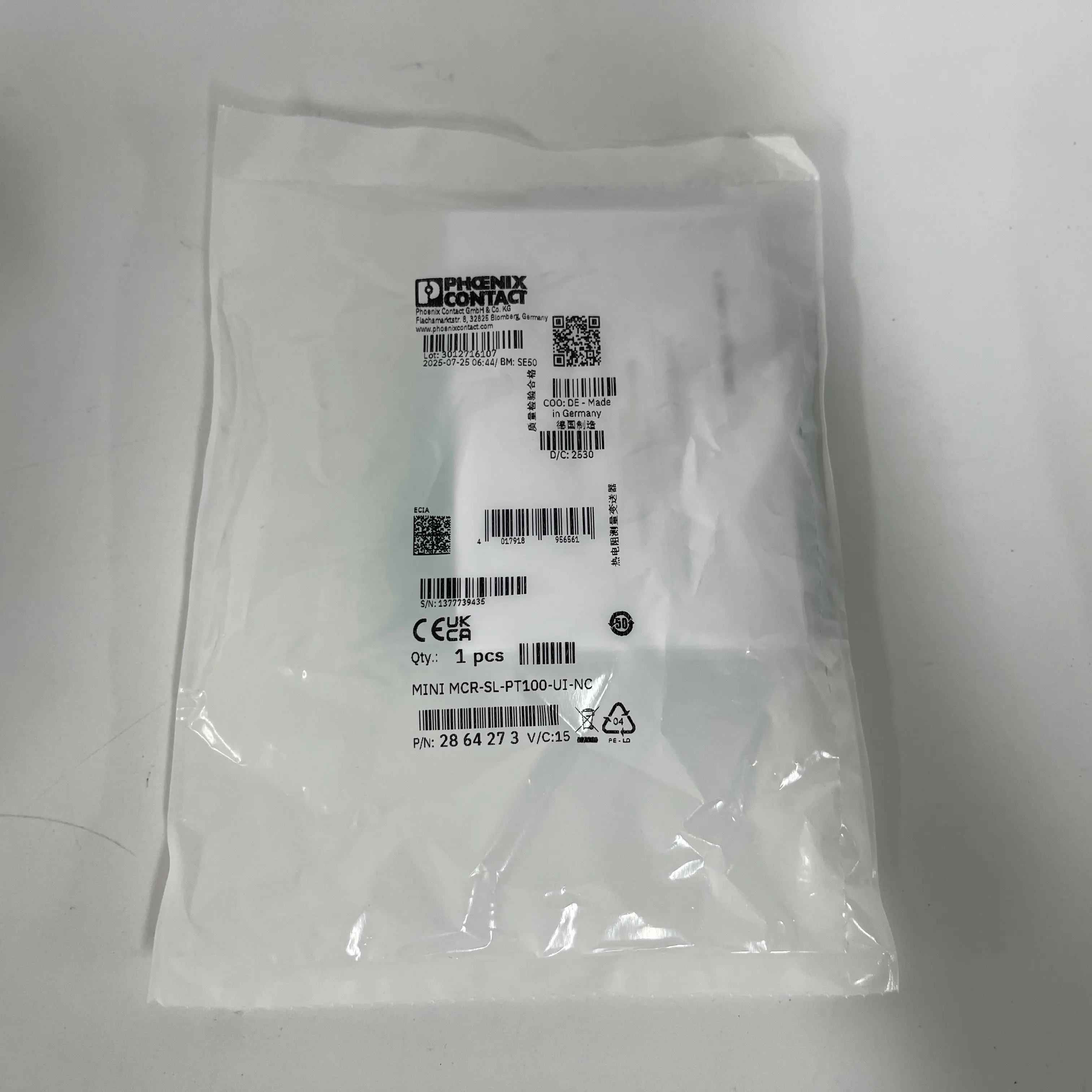 PHOENIX CONTACT Temperature Measurement Module MINI MCR-SL-PT100-UI-NC 2864273