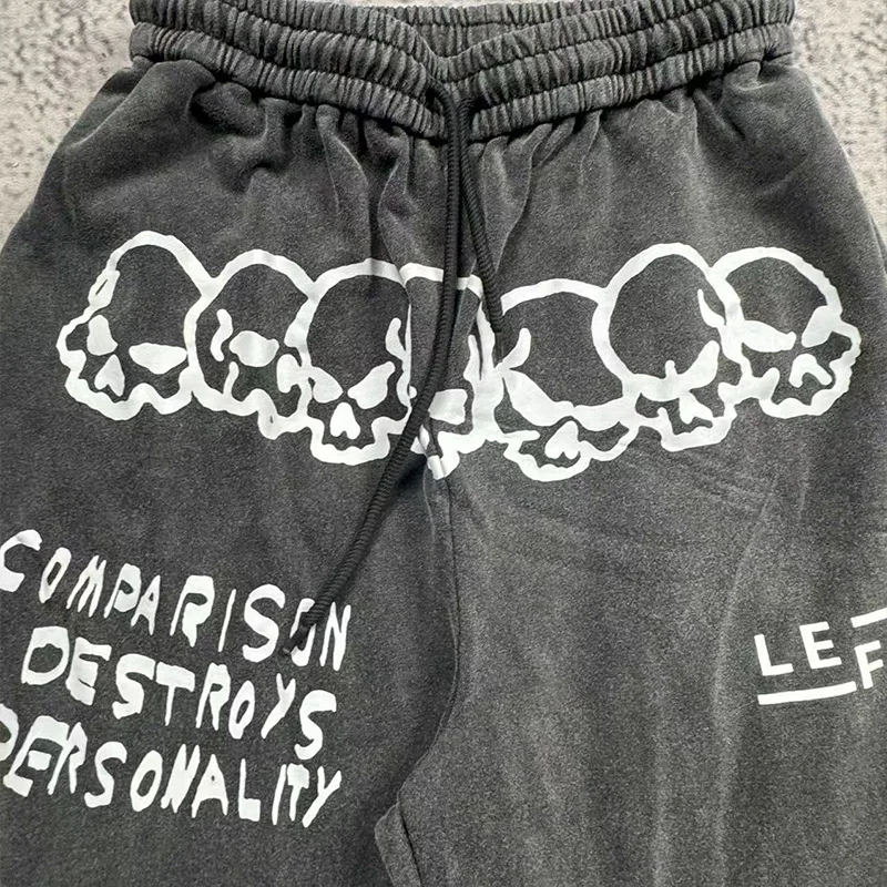 Customized Winter Casual Set Embroidered Knitted Sweatwear Suit with Washed Hoodie and Pickled Flared Pants Zippered Design