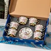 E-6 Cups 6 Plates + Golden Spoons