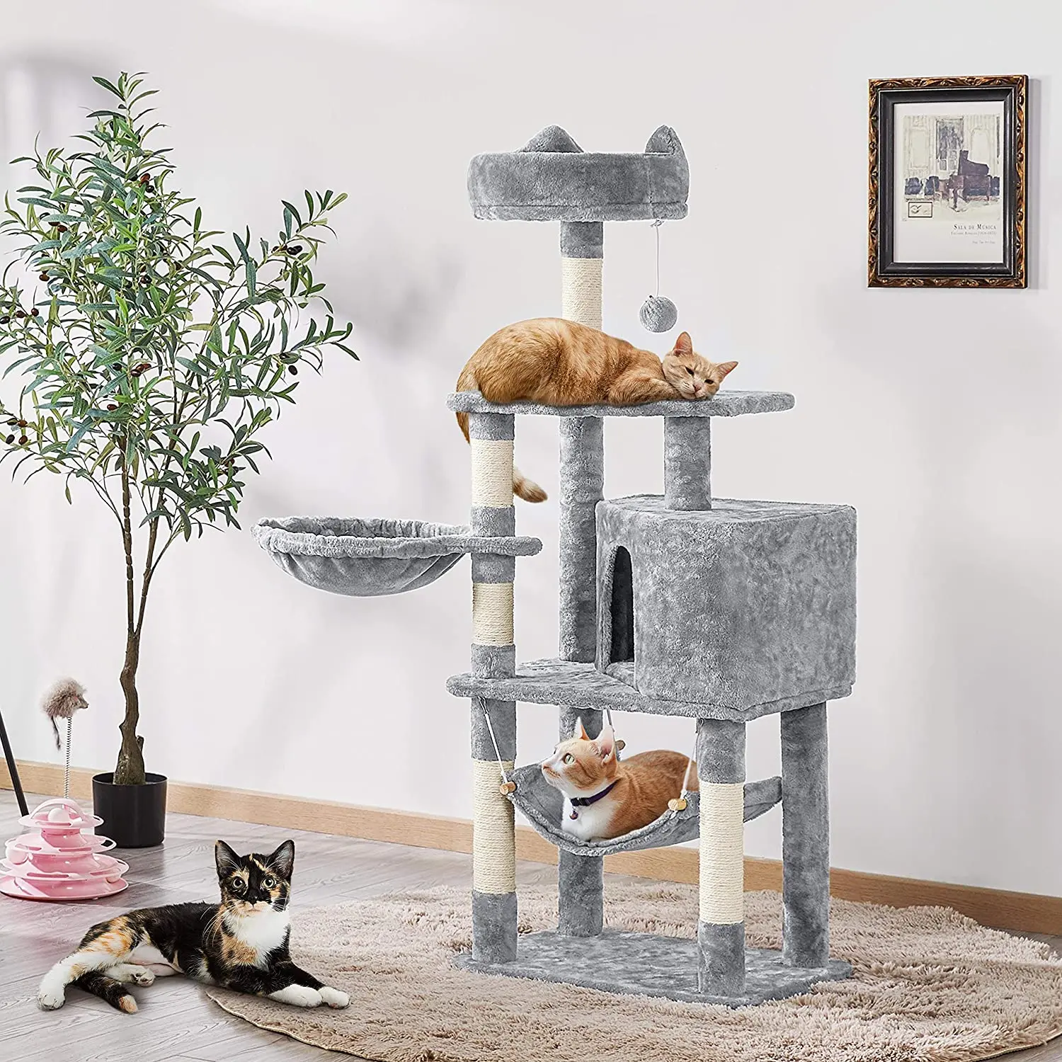 Cat Tower Cat Tree Hammock Style Scratch Posts Kitten Activity Center ...