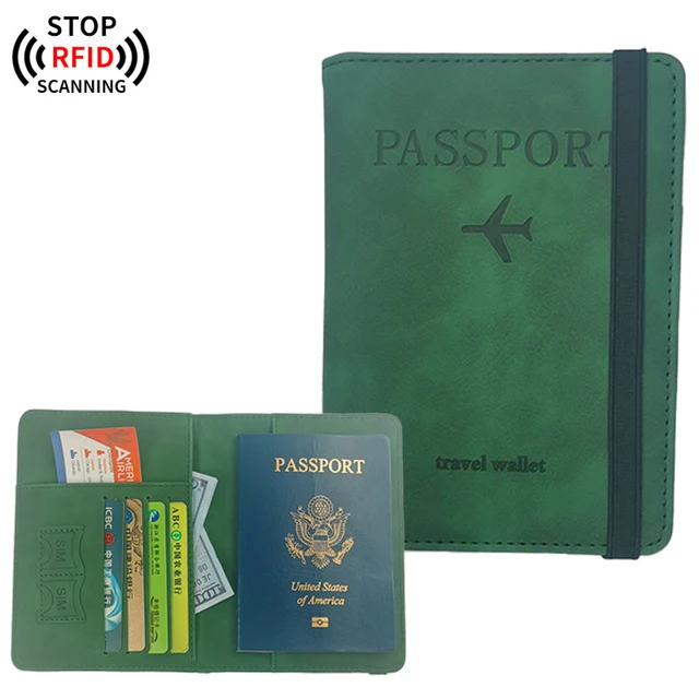 RFID Protection Passport Holder Cover For Travel Multi-function PU Leather Travel Wallet Can Custom Logo Packaging