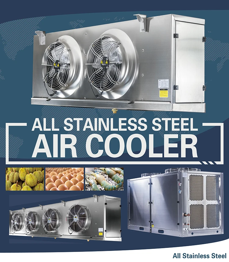 304 Stainless Steel Cold Room System Heater Defrost Evaporator 220v 60hz 3phase Refrigeration Air Cooler