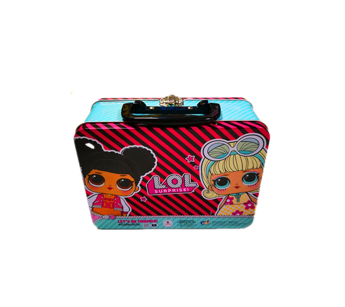Cuboid shape metal piggy bank cartoon tin box cute character money tin gift box