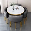 Dark grey leather imitation stone pattern table gold rack