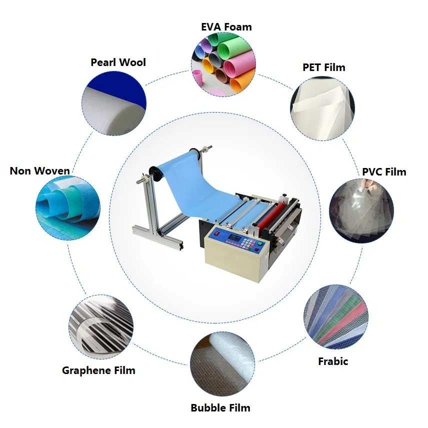 Automatic PVC PET Film Nonwoven Cloth Paper Fabric Label Cutting Cutter Plastic Roll Machine to