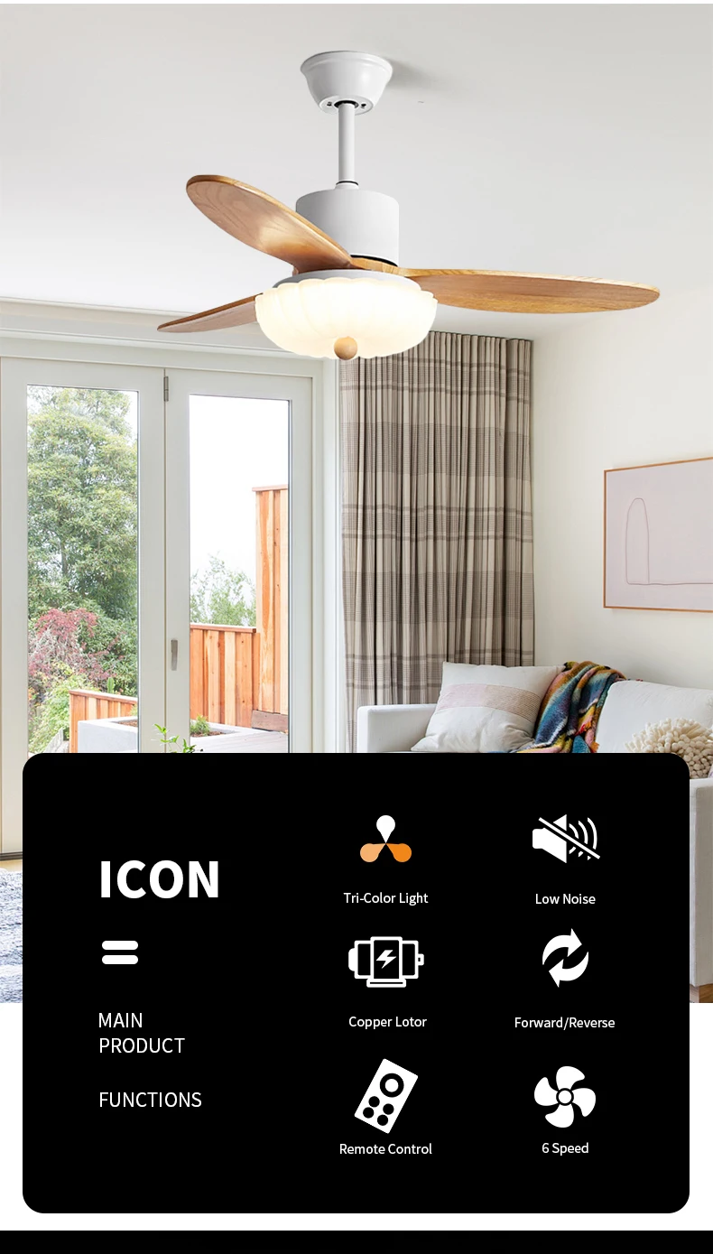 52in ceiling fans with light and remote dimmable 3cct reversible bldc motor abs blades for bedroom living room631-2