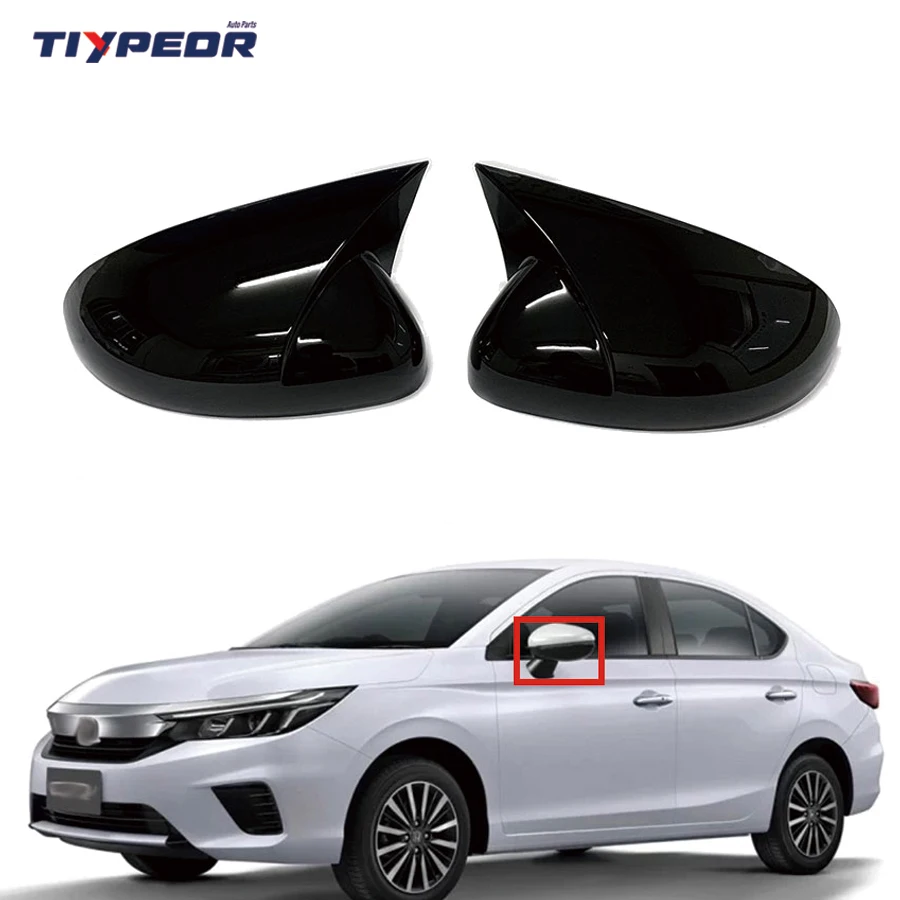 product abs sticking side mirror cover for honda city 2021   2022 auto rearview ox horn mirror door rearview mirror cover-3