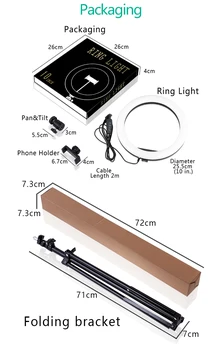 10 Inch LED Ring Light Dimmable Ringlight 3200K-5600K Photography Makeup Ring Light Lamp detail image
