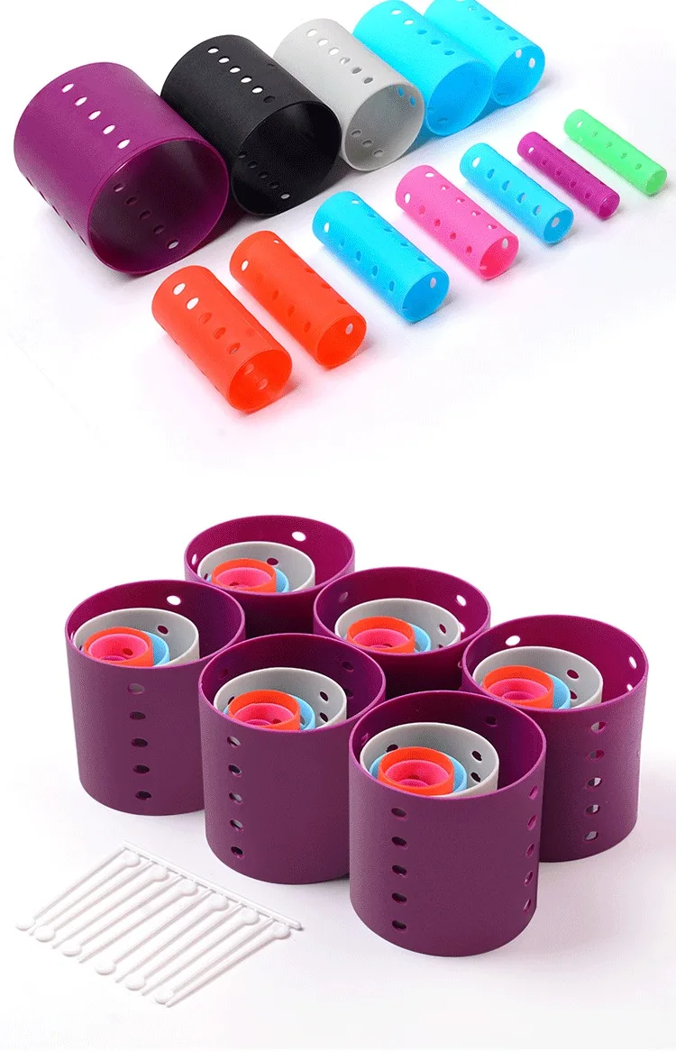 Factory Direct Sale Multi-size Plastic Hair Rollers DIY Hair Styling Tools Magnetic Hair Rollers with Pins