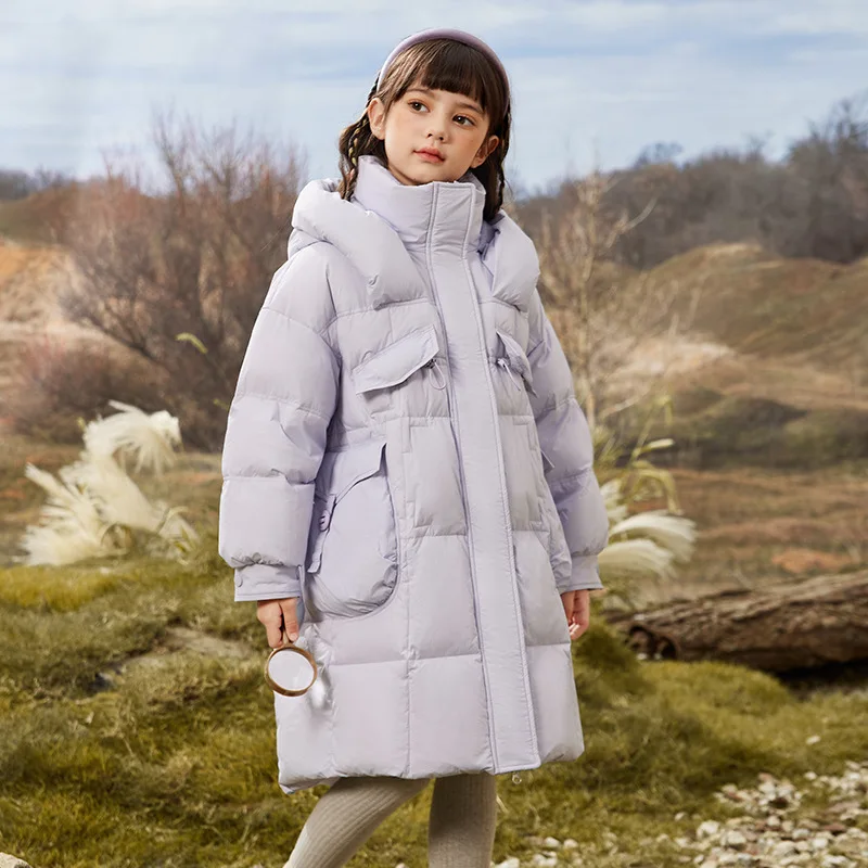 Wholesale High Quality Girls Long Down Jacket Winter Warm Long