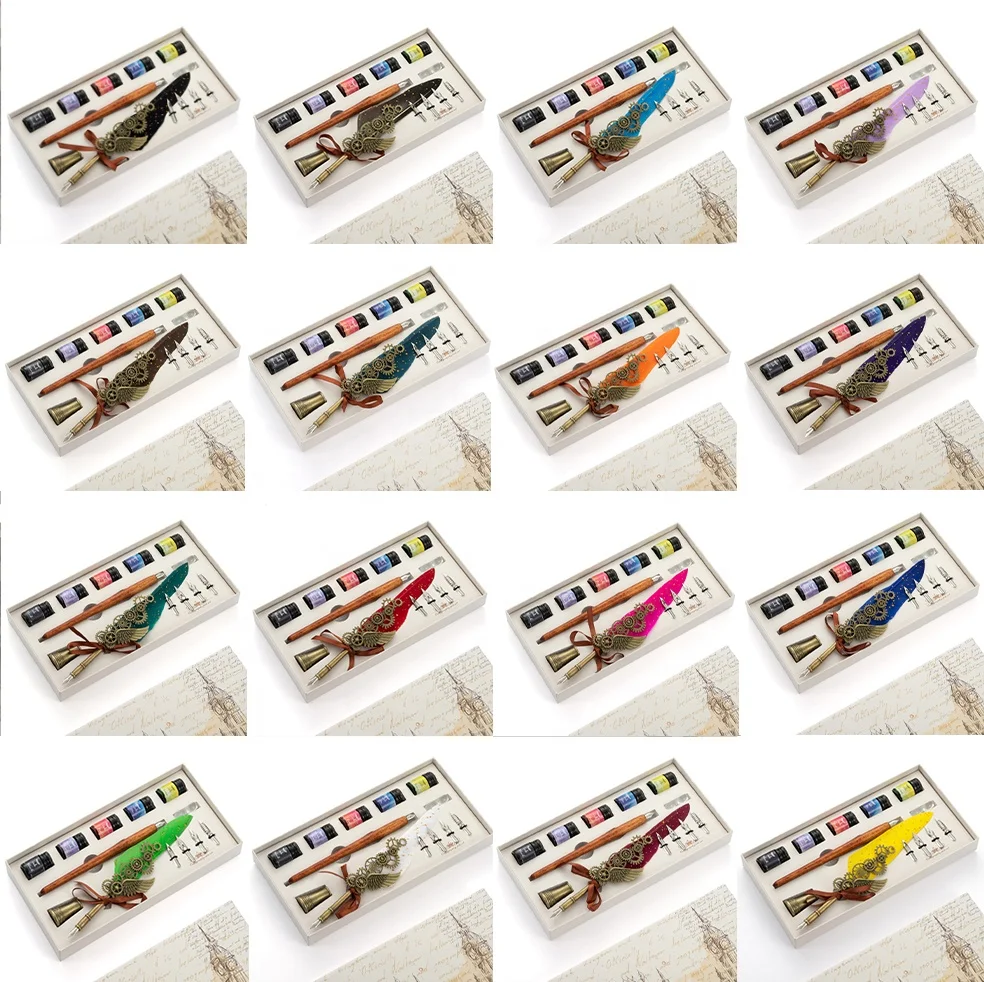 Античная многоразовая перьевая ручка каллиграфия для письма набор чернил с восковым штампом воск запечатывания