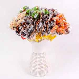 10g Halloween Lollipop Long Stick Skull Holy Shape Explosions Sweet Lemon Flavored Sugar Candy Wholesale Small Snacks