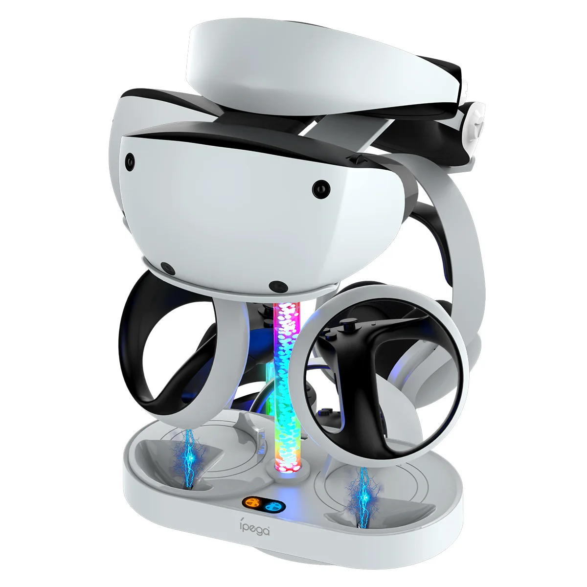 Ipega PS VR2 Magnetic Charging Dock with RGB Lighting and ABS Material for Controller & Headset Storage Display Stand