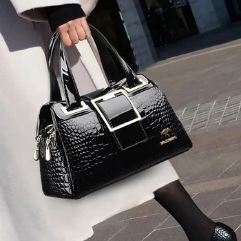 Luxury High Quality Ladies Boston Shoulder Bag Large Capacity Handbags Designer Crocodile Print Women's Tote Bags