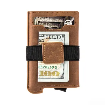 Wholesale custom high quality RFID Blocking credit card Holder Real cowhide Pop Up Wallet