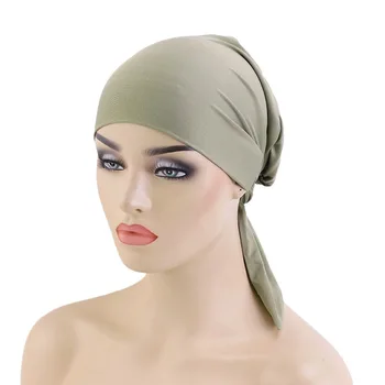 New Fashion Women Inner Hijabs Muslim Head Scarf Turban Bonnet Islamic Ladies Wrap Under Hijab Cap