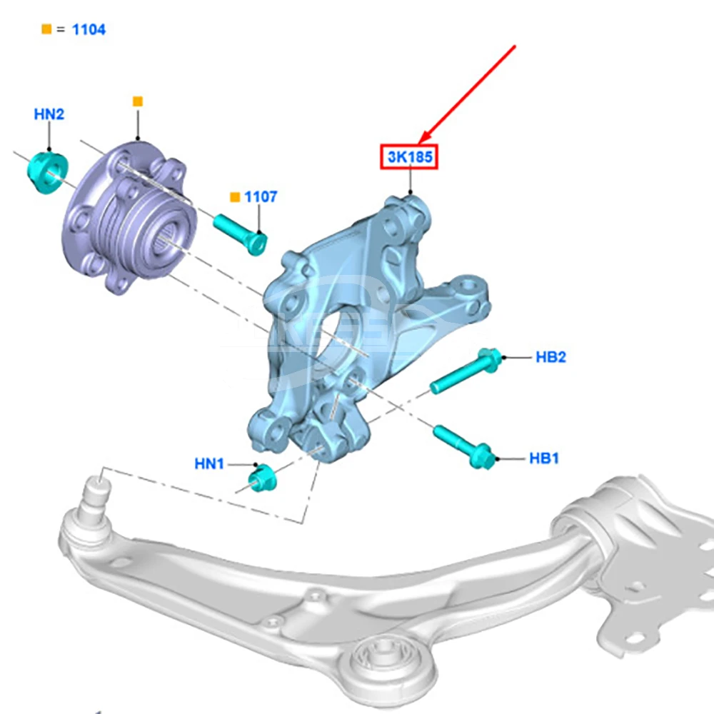Front Axle XM343084DC Left Wheel Steering Knuckle — 4