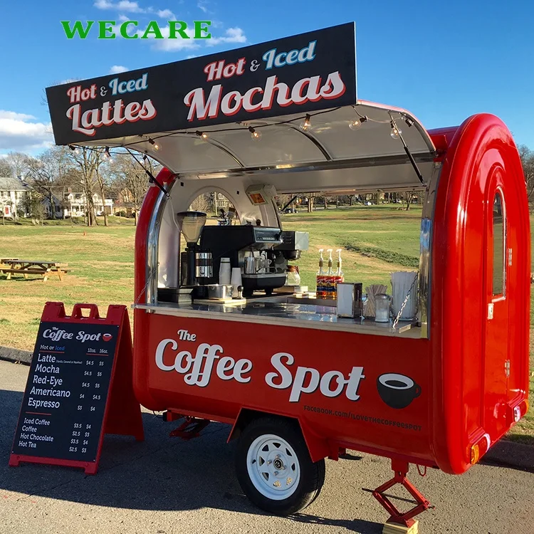WECARE Street Fiberglass Mini Mobile Coffee Ice Cream Food Vending Cart Trailer Small Food Truck for Sale Cheap Price in USA