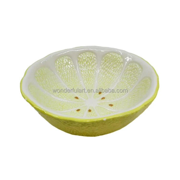 Kitchenware Cute Hand Painted Fruit Lemon Designed Ceramic Small Bowls For Ice Cream Snack Cereal Dessert Condiment Food Service