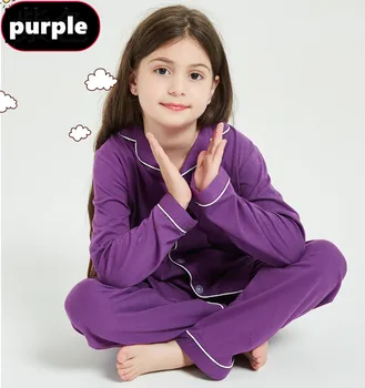 Kids sleepwear Girls & Boys Soft Comfy soft cotton Solid color Sleepwear Pajamas girls 2 pcs Sets