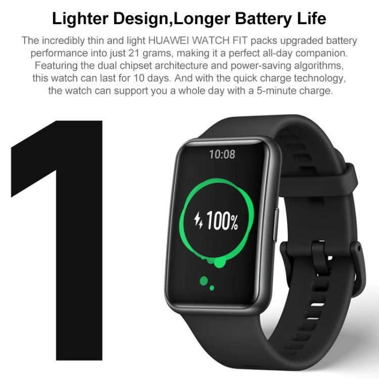 Original Huawei WATCH FIT Smart Watch Men & Women, Elegant Version,1.64 inch Amoled Color Screen,Support Fast Charging