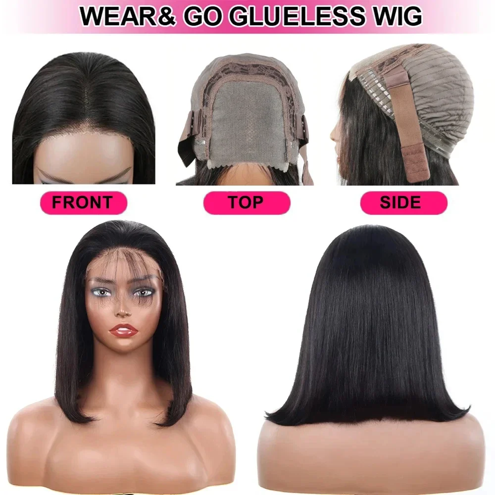 4x4 Glueless Human Hair Bob Lace Front Wigs for Beginners_voghion.com