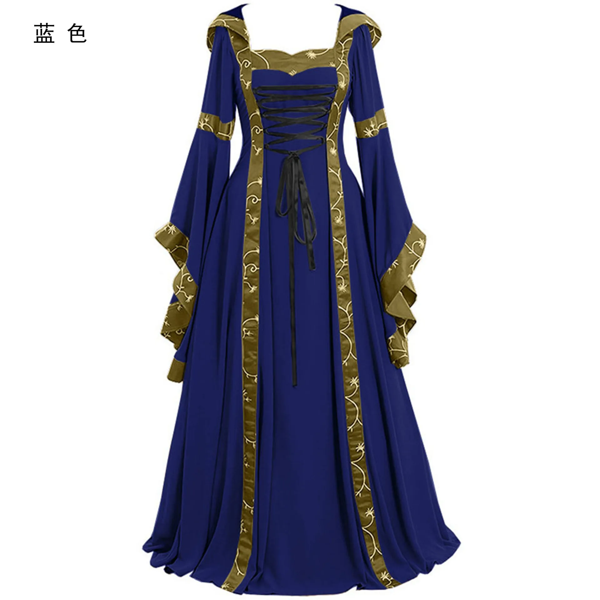 Robe Médiévale Renaissance Avec Capuche - Style Sorcière Gothique - Pour Halloween, Cosplay, Fêtes à Thème