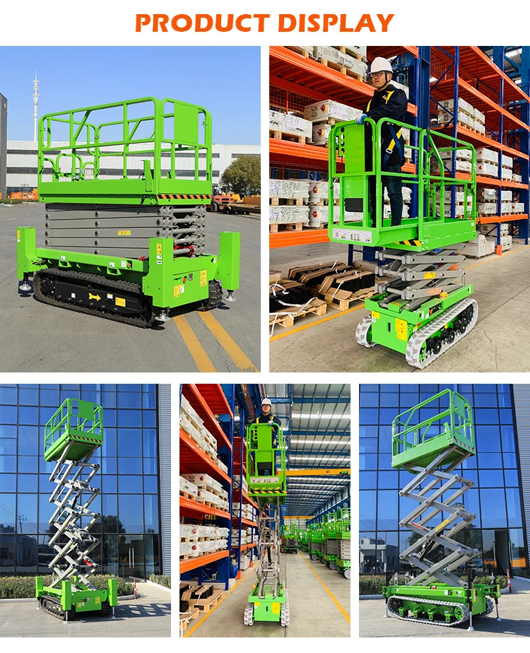 Mini Manlift Self Propelled Scissor Lift On Tracks Rough Terrain