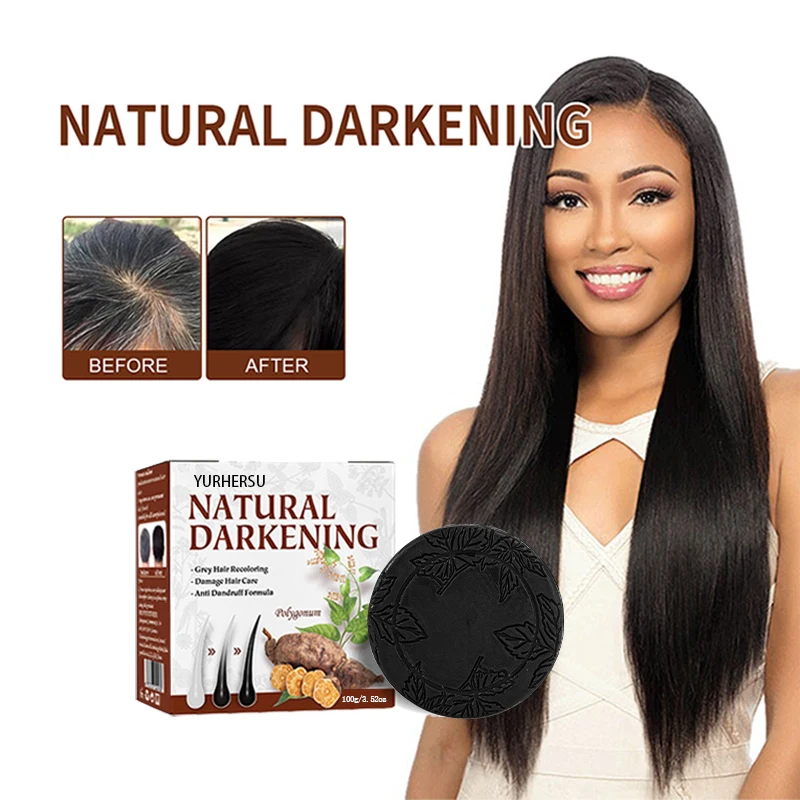 OEM Organic Grey Reverse Polygonum Multiflorum Essence Hair Darkening Shampoo Bar Soap Moisturizes Repairs Damaged Hair Solid