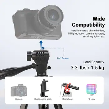 NEEWER Entry Level Version Tripod for Cell Phone & Camera, Metal Lightweight Portable Travel Stand with Cold Shoe Cellphone detail image