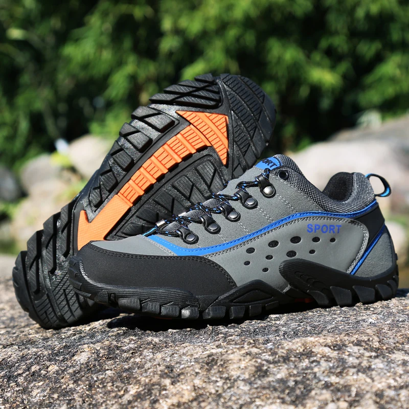 Couple Hiking Shoes Outdoor Hiking Fishing Shoes Men Women Leather  Waterproof Camp Travel Shoes High-Quality Lace-Up Sport Shoes