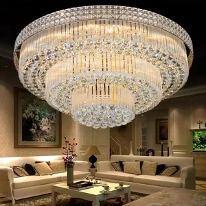 Wedding Decoration Lighting Led Modern Round Luxury K9 Crystal Ceiling Chandelier Light for Living Room Hotel Lamp